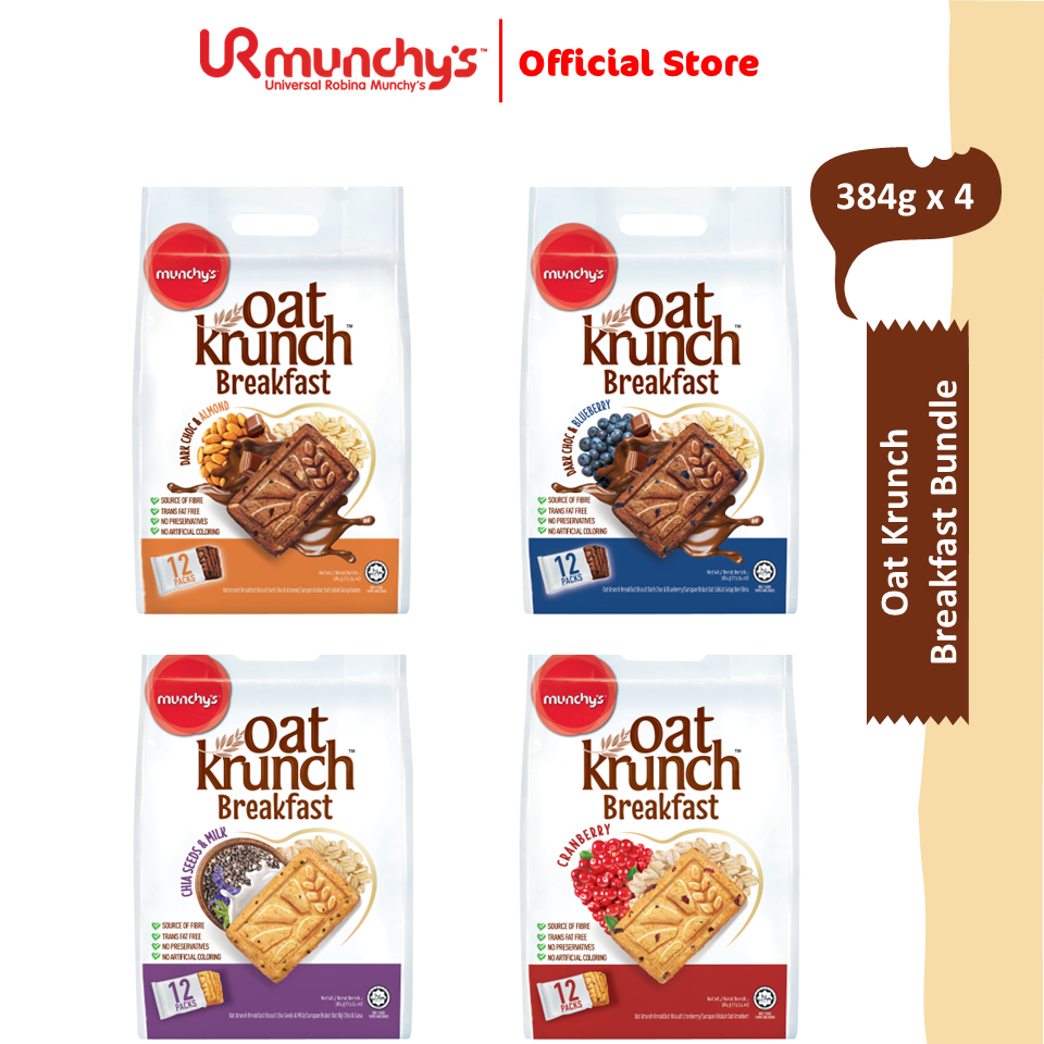 [Bundle of 4] Munchy's Oat Krunch Biscuit - Cranberry/Chia Seed/Dark ...
