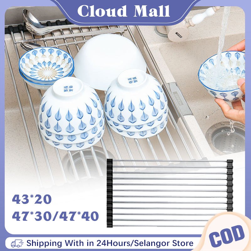 Folding Drain Rack Foldable Dish Drying Rack Drainer Shelf Stainless ...