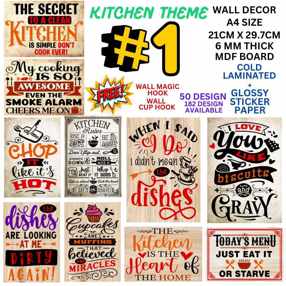 #1 A4 SIZE WALL DECOR KITCHEN THEME. USING MDF BOARD SIZE 21CM x 29.7CM ...