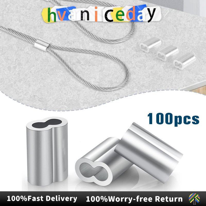 100PCS Aluminum Crimping Loop Sleeve Steel Wire Rope 1.5mm Double ...
