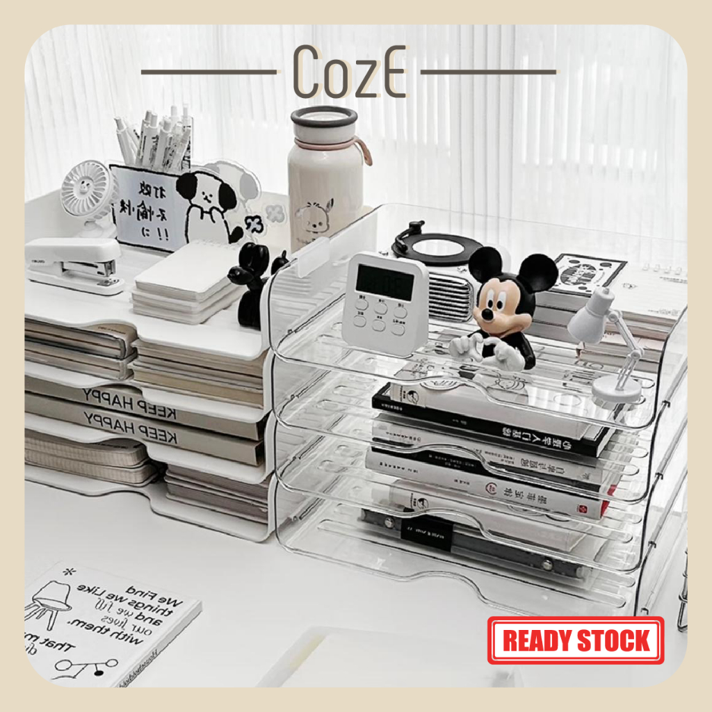 CozE PET Material Multilayer Desktop Storage Rack Transparent A4 ...