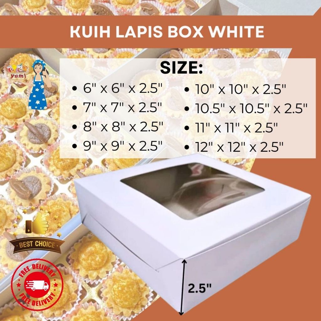 [READY STOCK] KUIH LAPIS BOX WHITE (WINDOW) (5PCS) | Shopee Malaysia