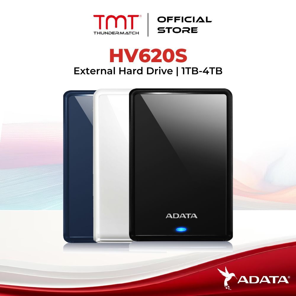 ADATA HV620S Externe Harde Schijf 2TB – USB 3.2, Super Slank Ontwerp Met Spiegelglans, Draagbaar Voor Pc En Gameconsole