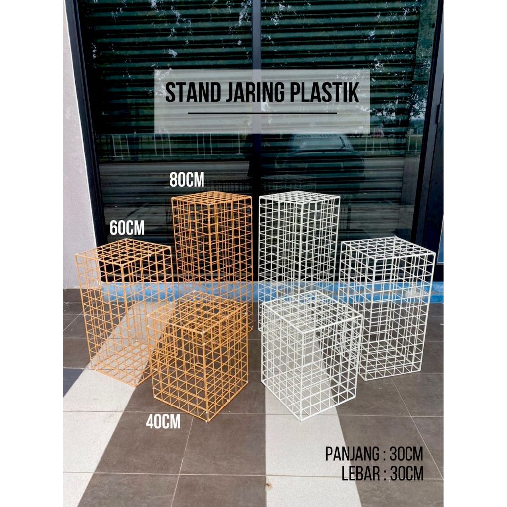 Stand Jaring Plastik & Besi | Stand Net Square Flower Stand Wedding ...