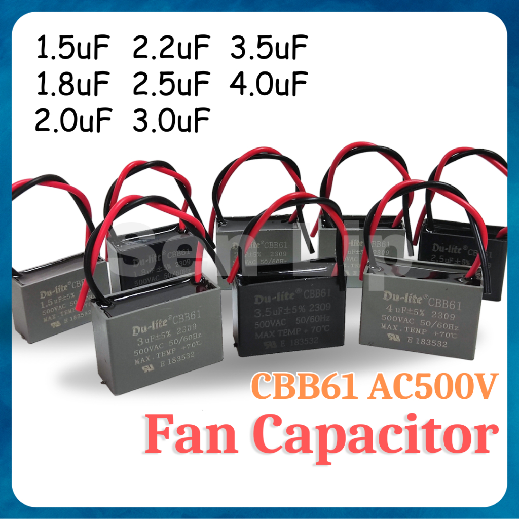 Pack De 2 Condensateurs Pour Ventilateur De Plafond - 1.5uf + 3uf, 3 Fils, 250V