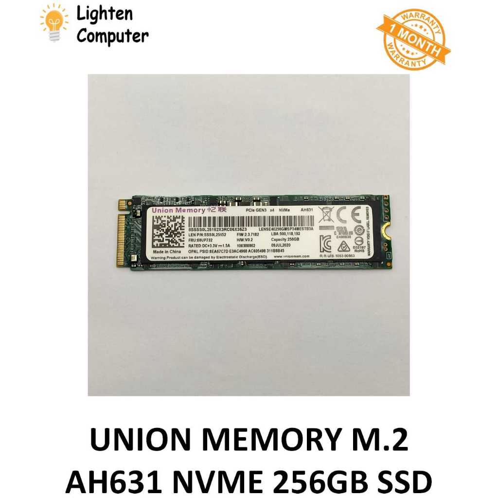 【USED】 UNION MEMORY M.2 AH631 NVMe SSD 256GB | Solid State Drive | PCIe ...