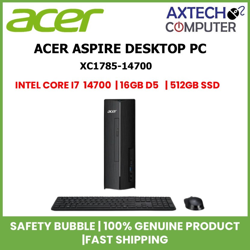 Acer Aspire XC1785-14700F Desktop PC Black ( i7-14700, 8GB, 512GB SSD ...