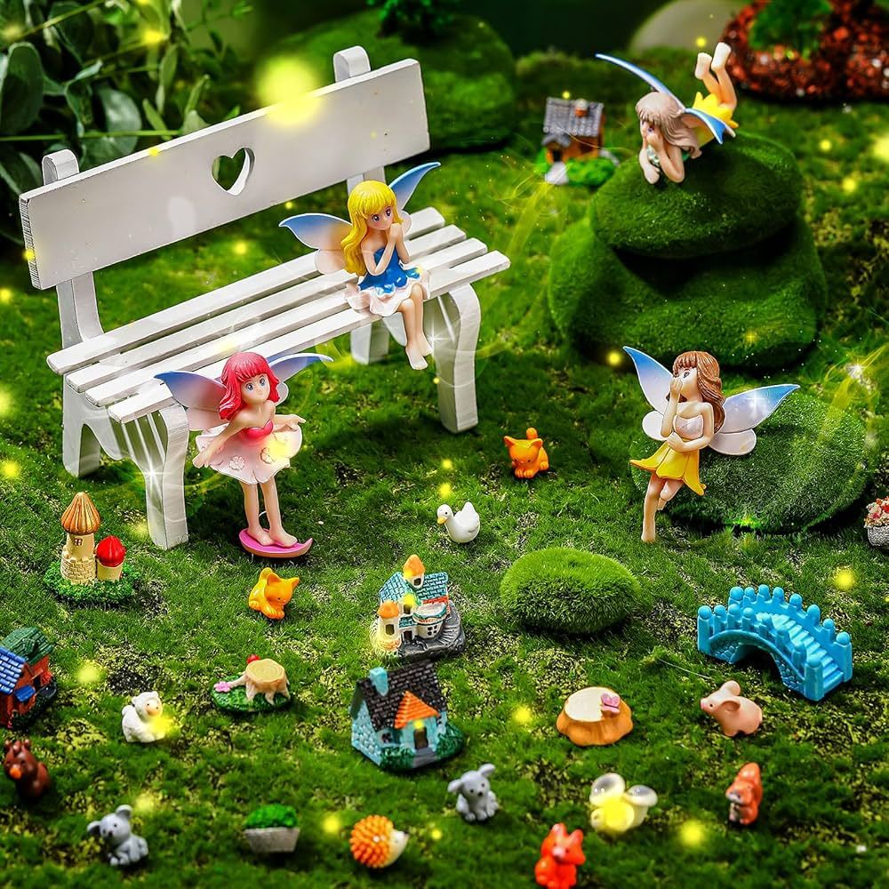 MINI RESIN DECORATIONS MINI GARDEN DECOR DIY MINIATURE 1 set 5pcs ...