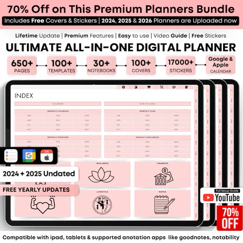 2025 Digital Planner & 2024 Dated Planner - Pink Digital Journal ...