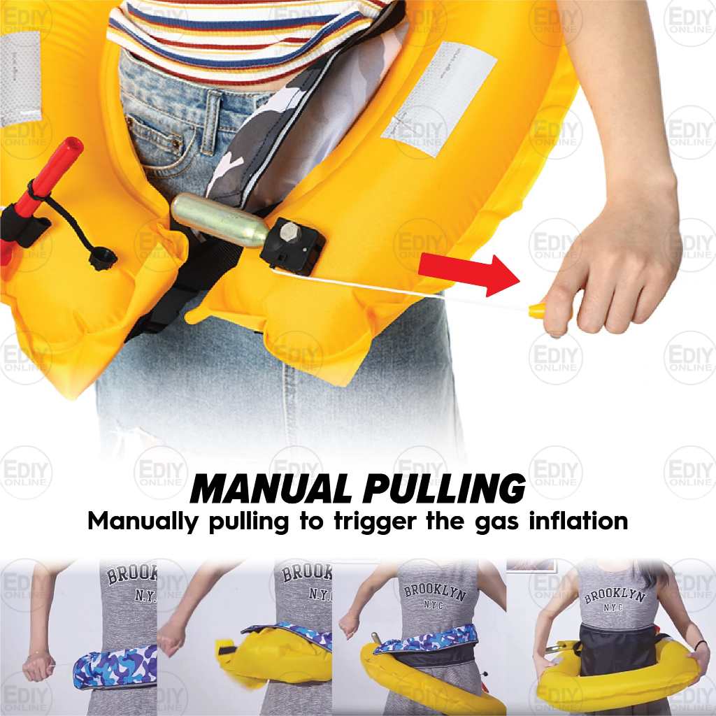 Emergency Automatic Inflatable Life Jacket Vest Belt Swimming Ring ...