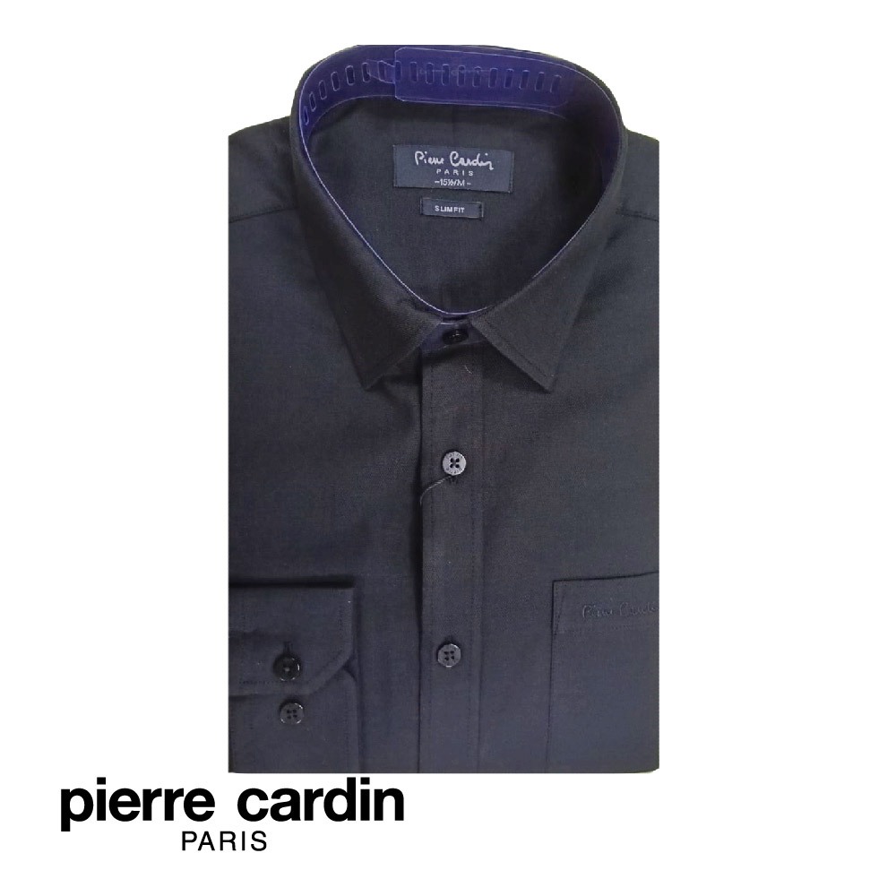 Pierre Cardin Mens Long Sleeve Lycra Plain Shirt With Pocket (Slim Fit) -  Black (W4603B-11652) | Shopee Malaysia