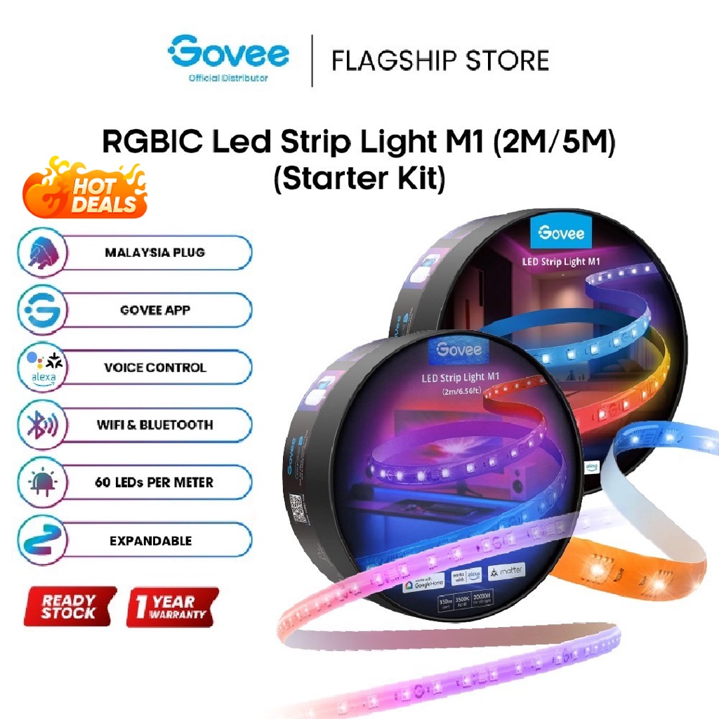 Govee M1 5M/2M RGBICW LED Strip Lights Matter Compatible Apple HomeKit