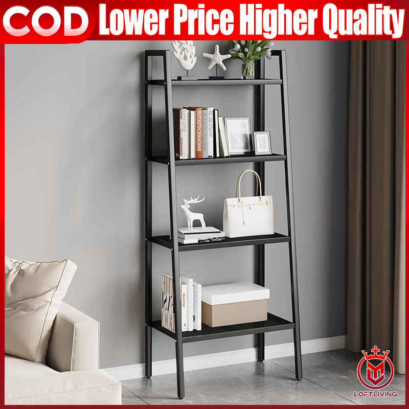 LOFT-4 Tier Multipurpose Storage Rack Metal Bookshelf Slanted Display ...