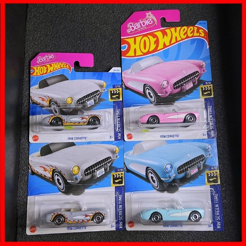 Hot Wheels - 1956 Corvette - HW Screen Time 9/10 - HKK87 - Short Card - Barbie The Movie - Mattel 2023