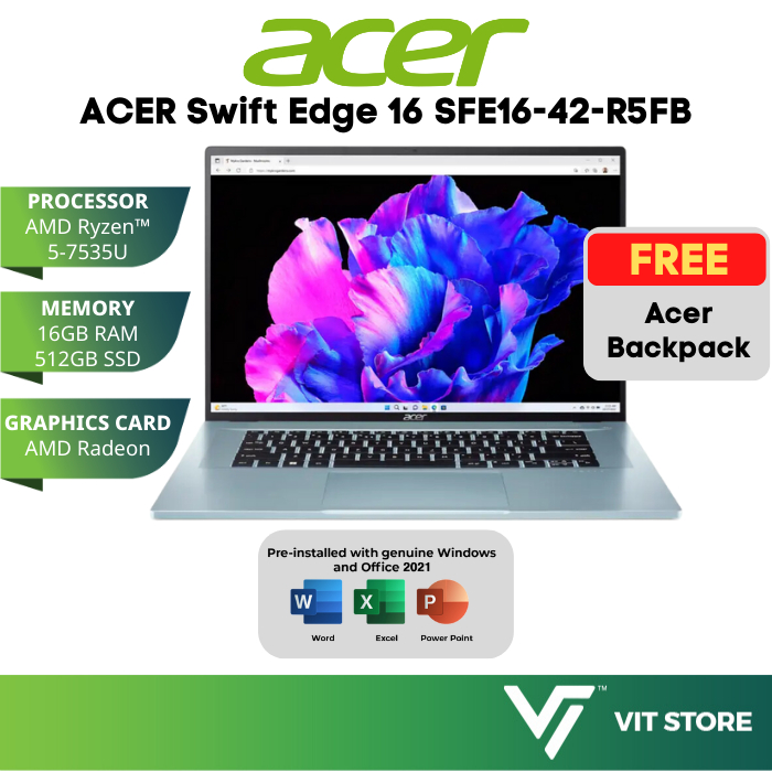 Acer Swift Edge 16 SFE16-42-R5FB Ryzen 5 7535U / SFE16-42-R1NV Ryzen 7 ...