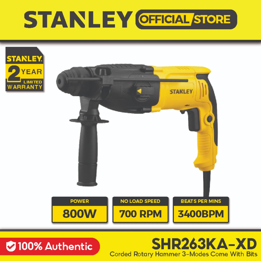 Stanley SHR263KA Corded Rotary Hammer Drill Come With Bits 800W/3