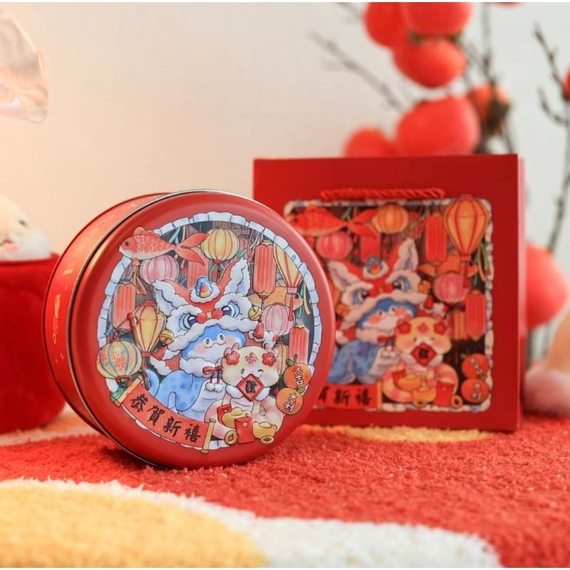 [Ready stock] CNY cookie metal box cookie box biscuit box 新年饼干盒 蛇年饼干盒 ...