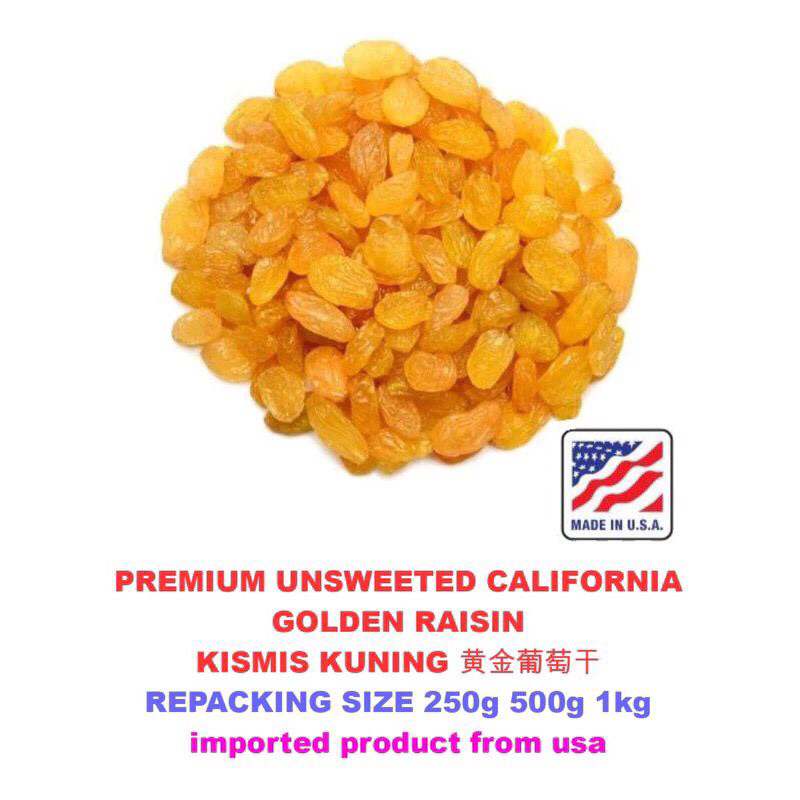 CALIFORNIA GOLDEN RAISIN KISMIS KUNING 黄金葡萄干 halal repack 250g | Shopee ...
