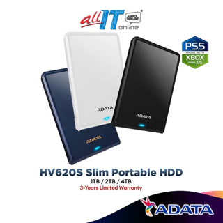Adata HV620S Slim 1TB USB 3.2 Gen1 Portable Hard Drive HDD compatible with PS5 - (1TB / 2TB / 4TB)