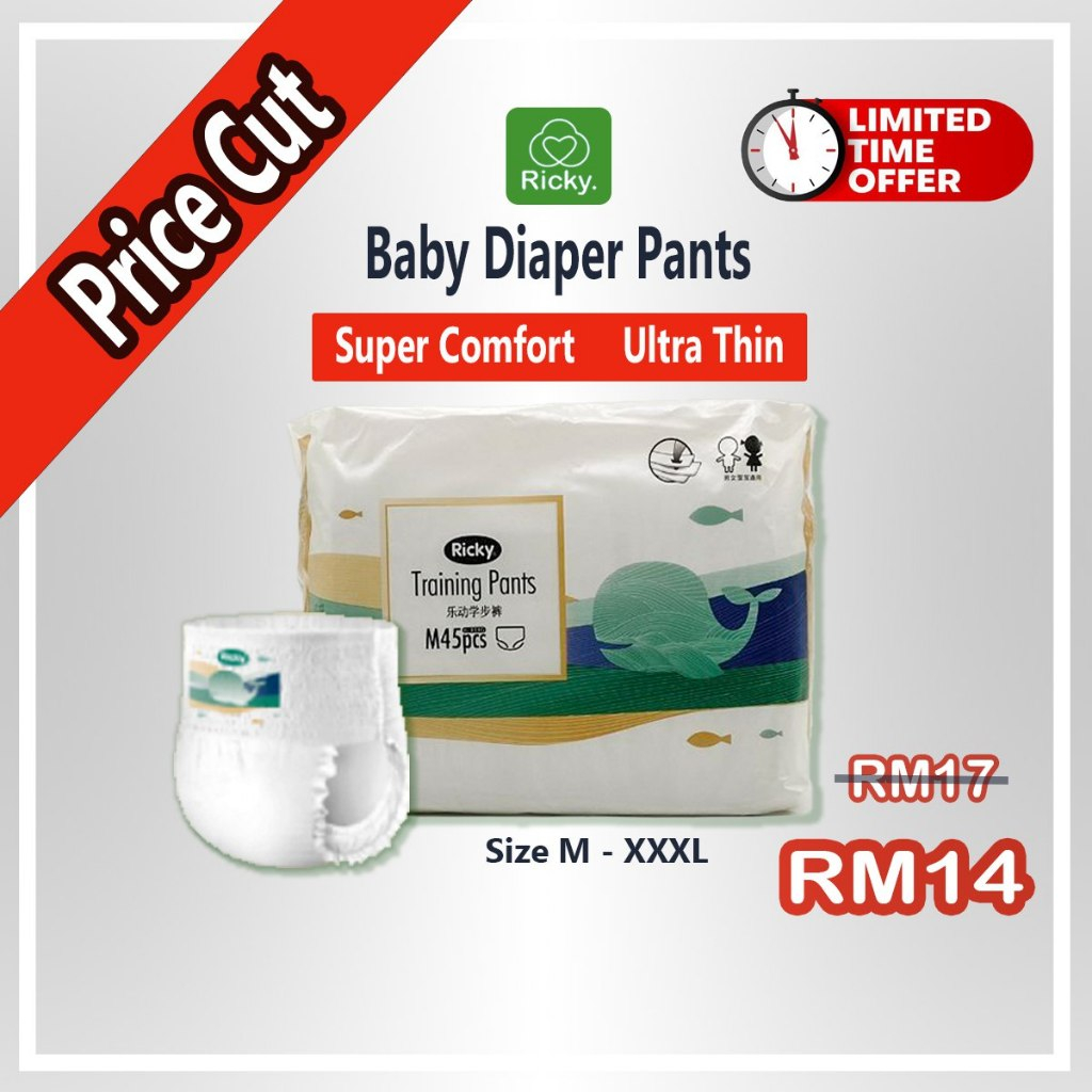 RICKY Baby Diaper Pant Baby Disposable Pant Lampin Budak Lampin Bayi ...