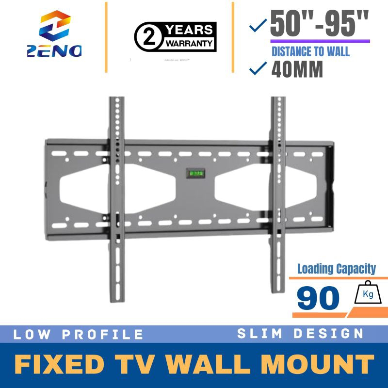 ZENO F95 50"-90" Large & Heavy-Duty Flat Panel Fixed Wall Mount TV VESA Universal Low Profile ...