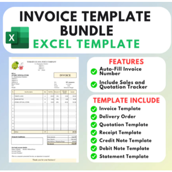 Bundle of Invoice Template Bundle Excel Template ( Quotation Template ...