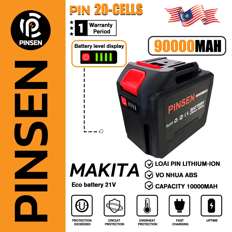 PINSEN® 90000mah 20cells 21V Makita Lithium Battery High Power ...
