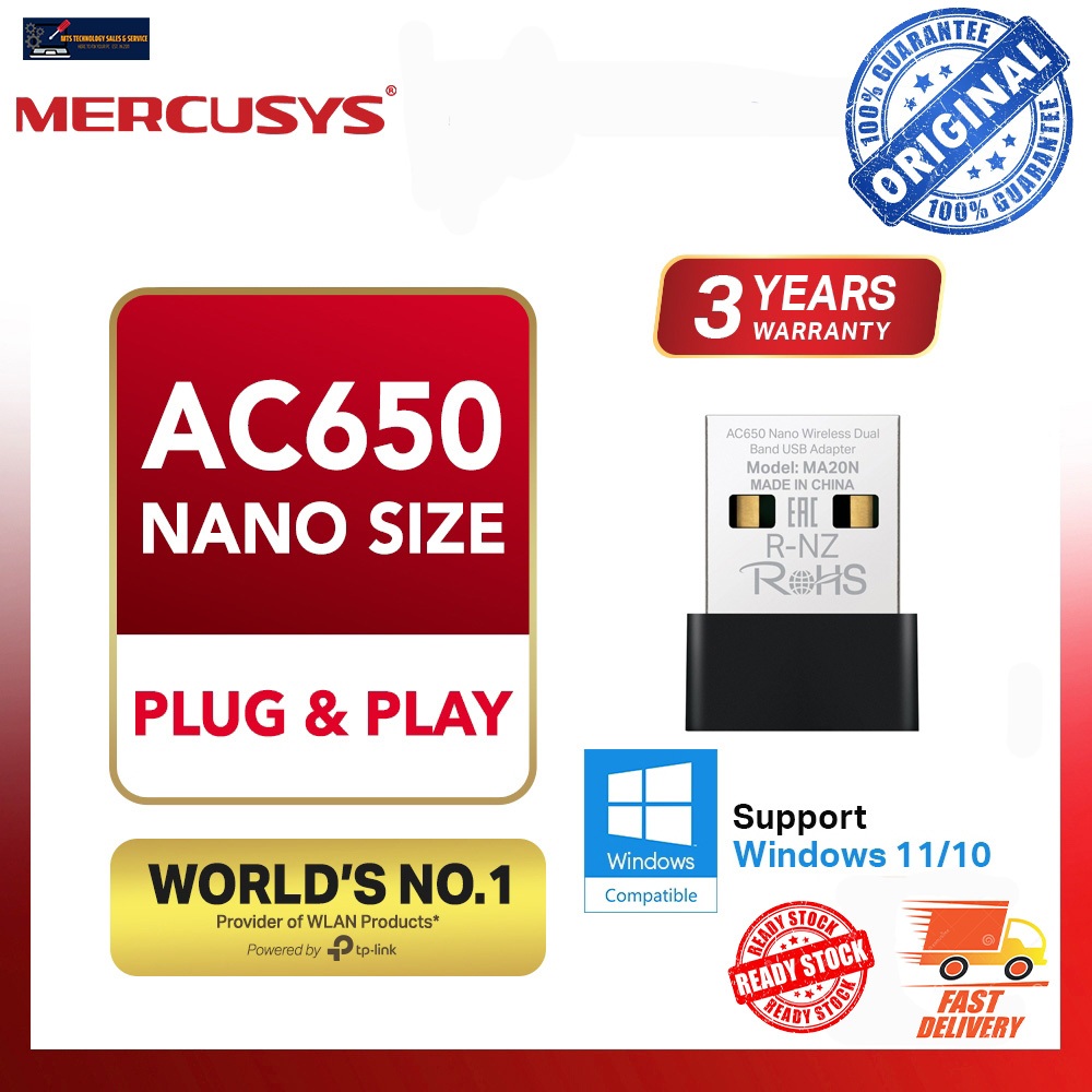 Mercusys AC650 (2.4GHz + 5GHz) Dual Band Wireless WiFi USB Adapter ...