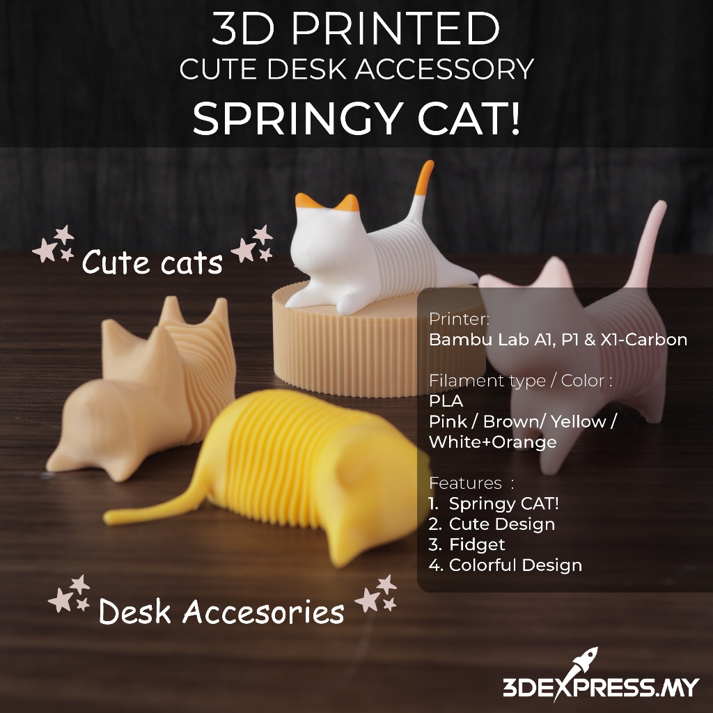 [3D PRINTED] Springy Cat - Cute Desk Accessory