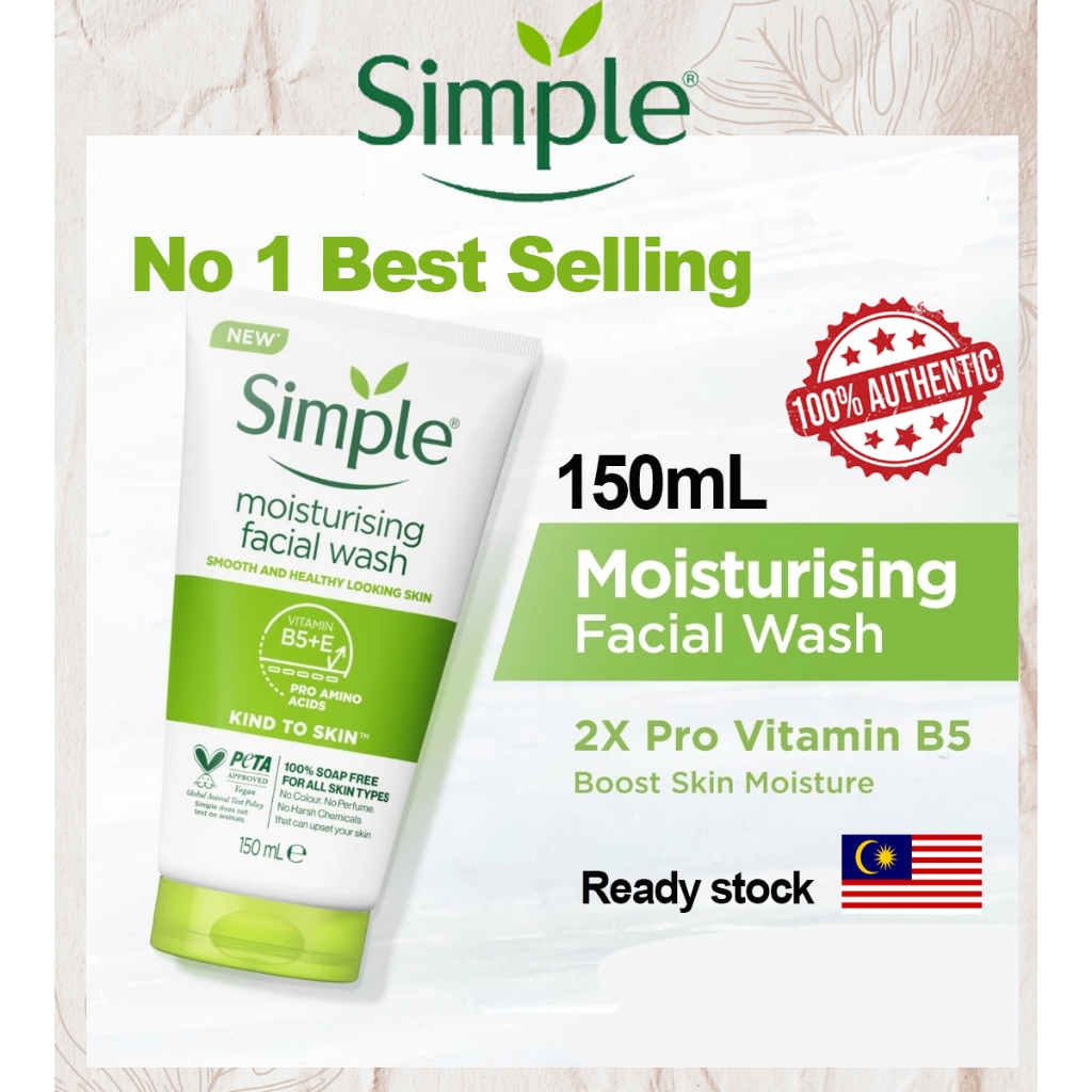 Simple Kind to Skin Moisturising Facial Wash 150mL Cleanser Sensitive ...