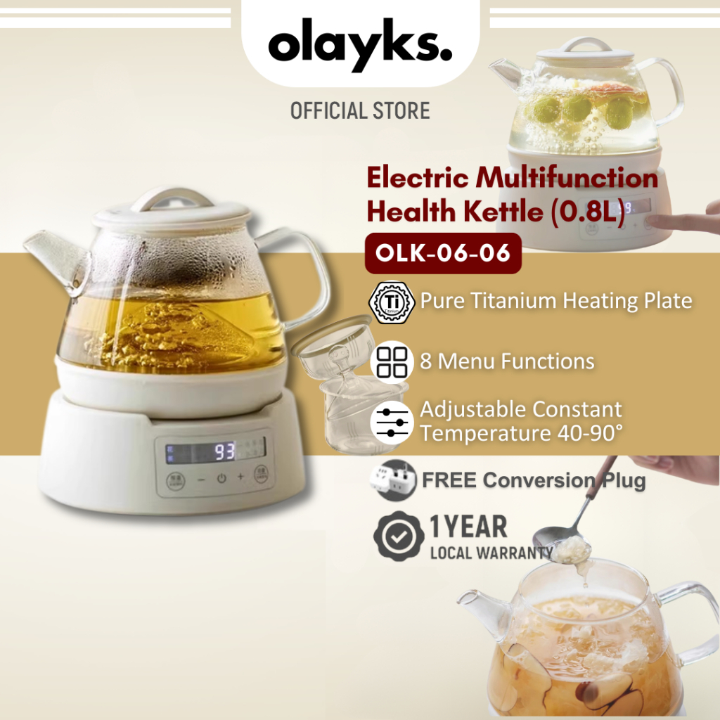 Olayks 0.8L Multifunction Electric Health Kettle Tea Brewer Glass ...