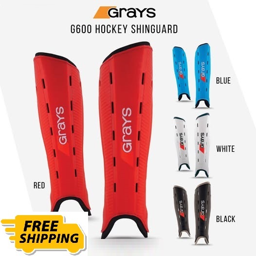 GRAYS G600 Hockey Shinguards - Red/Black, Lightweight Polymer Shell With Ventilation (Size XX Small)-525204