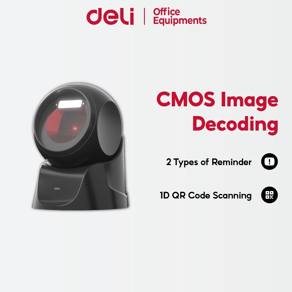 Deli Desktop Barcode QR Scanner 1D 2D QR Code Scanner Smartphone QR ...