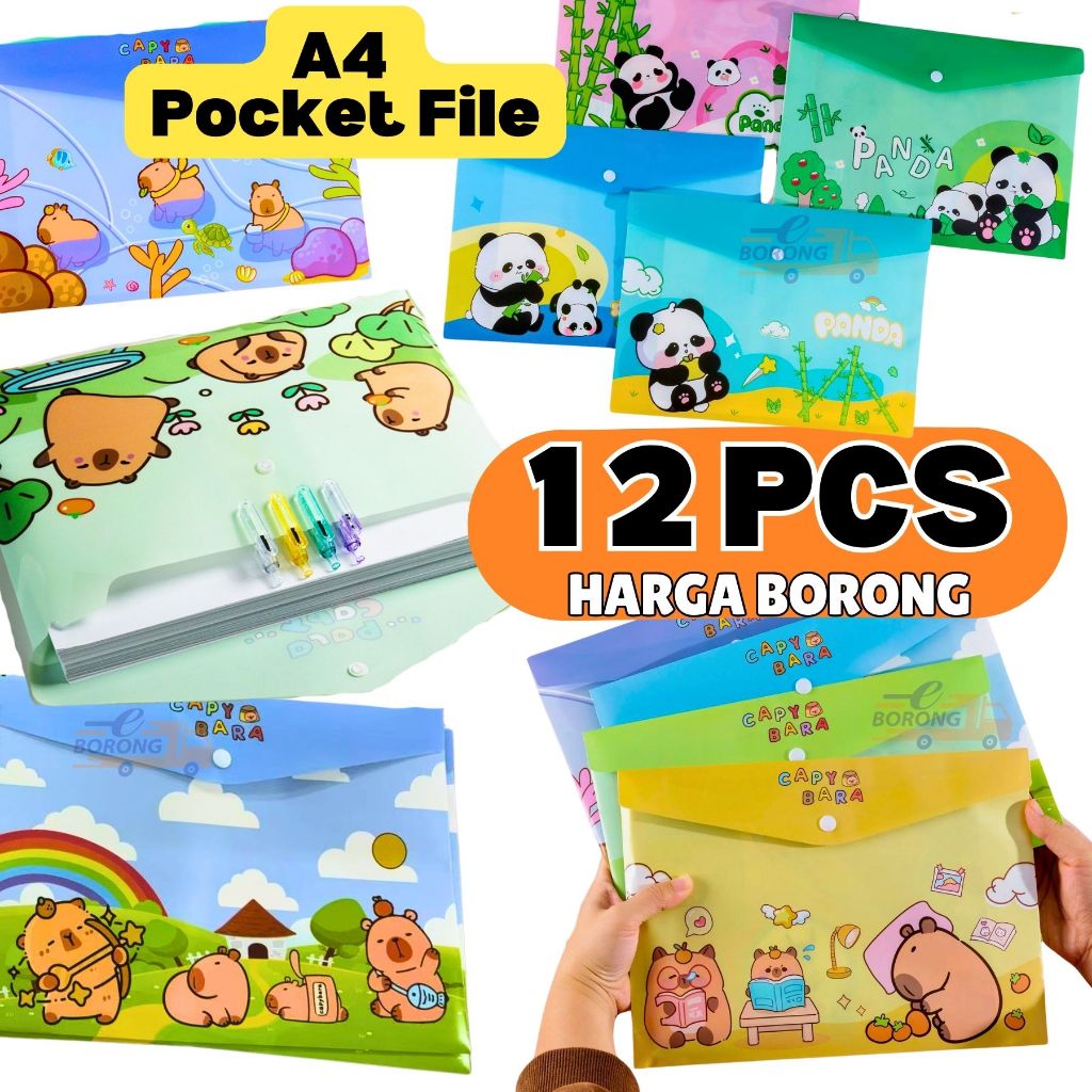 File A4 Organizer Fail Plastik Buku Sekolah Sijil Folder Capybara Cute ...