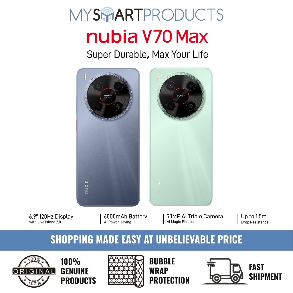 Nubia V70 Max 12(6+6)GB+128GB Original By ZTE Nubia Malaysia Shopee