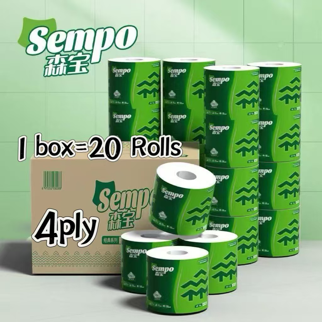TISSUE PAPER ROLL Sempo Toilet Roll 4ply （1box=20Rolls） Can be ...