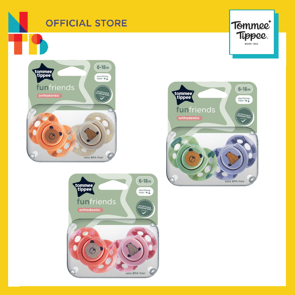 Tommee Tippee Fun Pacifier 6-18m - 2 pack (Assorted) | Shopee Malaysia