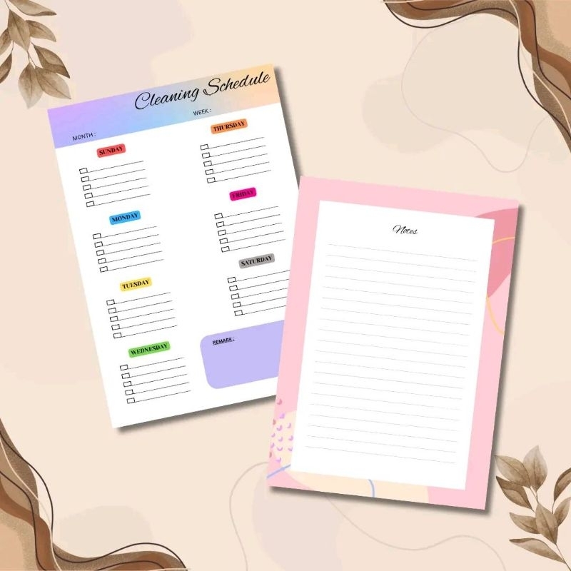 Cleaning Schedule Book 50 pages Double Sided/Buku Jadual Mengemas Rumah ...