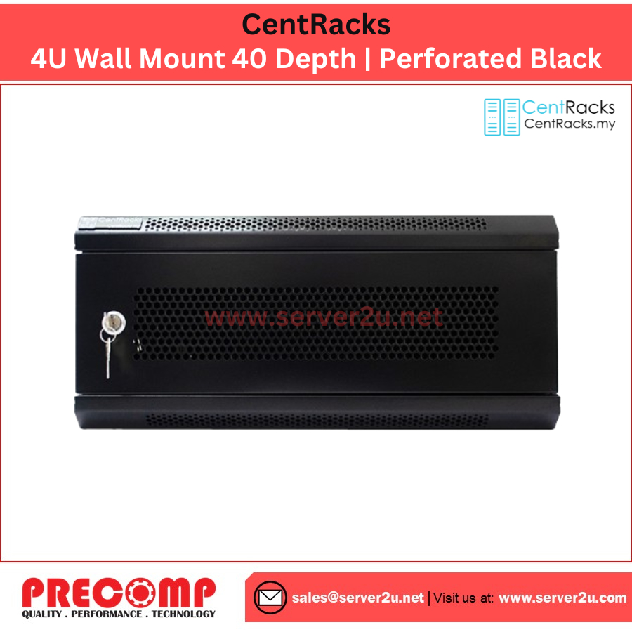 (PERFORATED) CentRacks 4U Wall Mount Server Rack (40cm x 24cm x 53cm ...