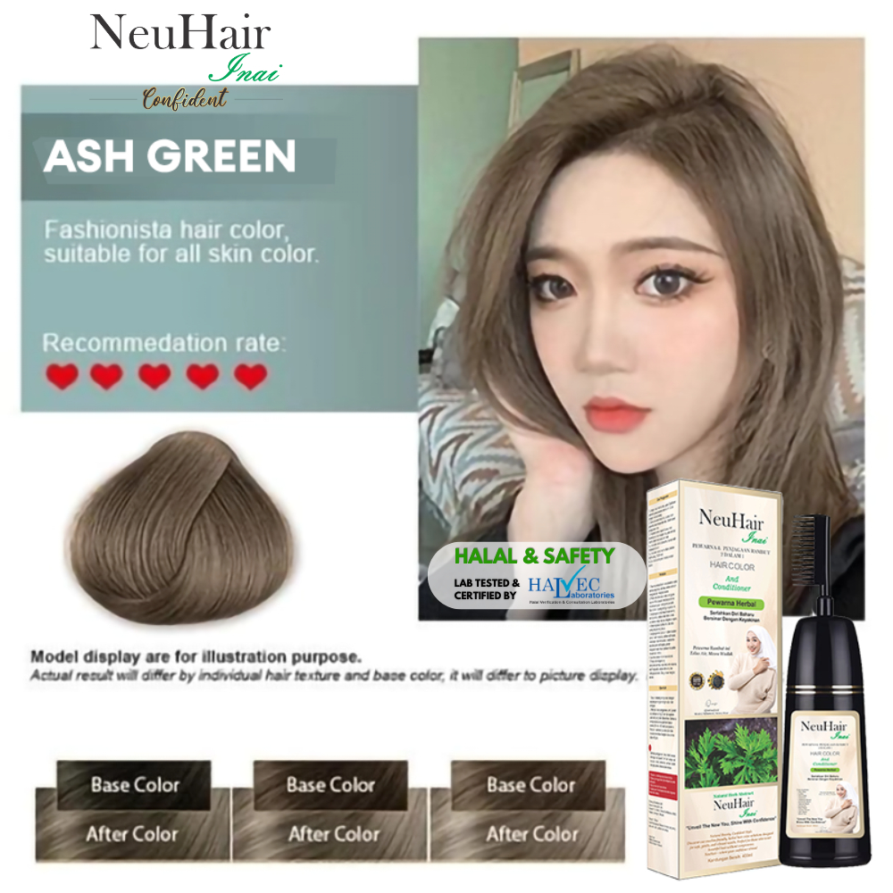 Ash Green - NeuHair Inai Pewarna Rambut Hair Dye Color Herbal Formula ...