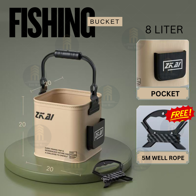 Versatile 8L Tong Umpan Hidup EVA Live Bait Storage Fishing Bag Bucket ...