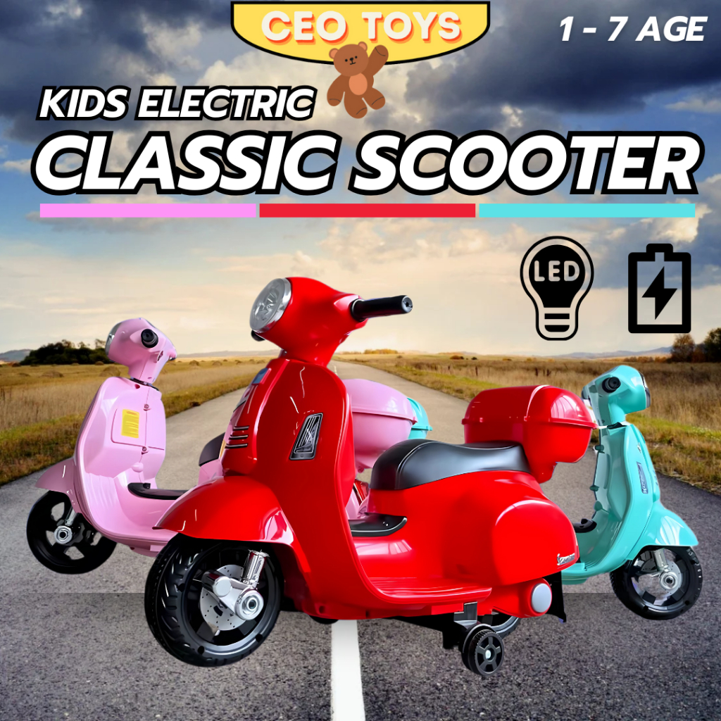 [CEOTOYS] Vespa Inspired Motor Elektrik Budak Children Electric Ride On ...