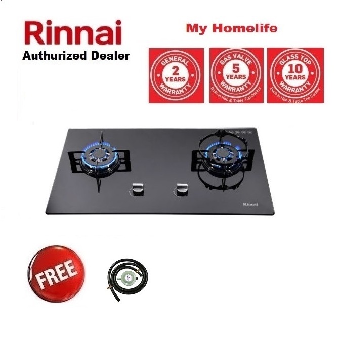 Rinnai RB-712N-G 2-Burner Built-in Gas Hob (Glass) / Rinnai Gas Stove ...