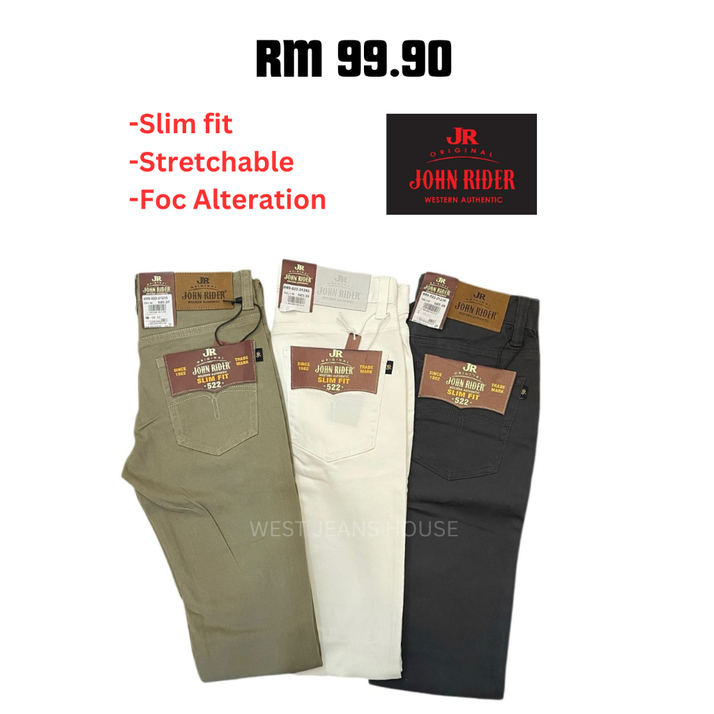 [JOHN RIDER]522 ORIGINAL MEN'S JEANS STETCHABLE SLIM FIT | Shopee Malaysia