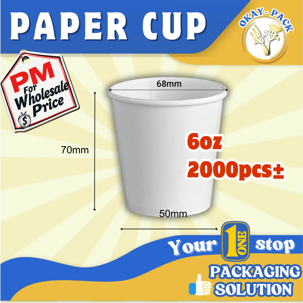[CTN] 6oz 180ml White Paper Cup Disposable Party Cup Cawan Kertas Plain ...