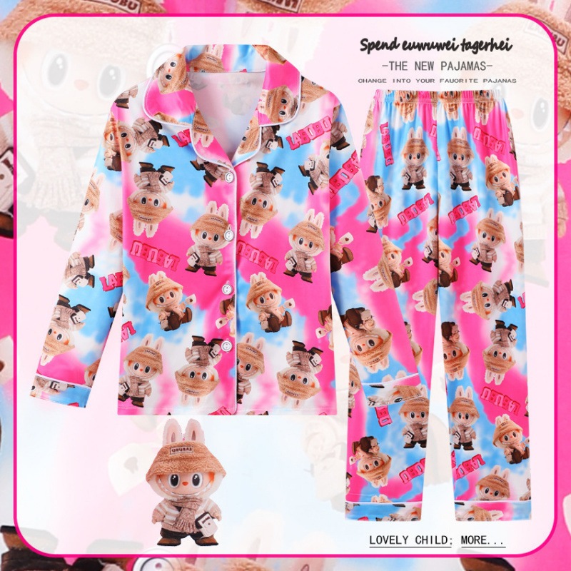 Labubu unisex kids pajamas baju tidur budak 儿童拉布布睡衣 3-13 years baju ...
