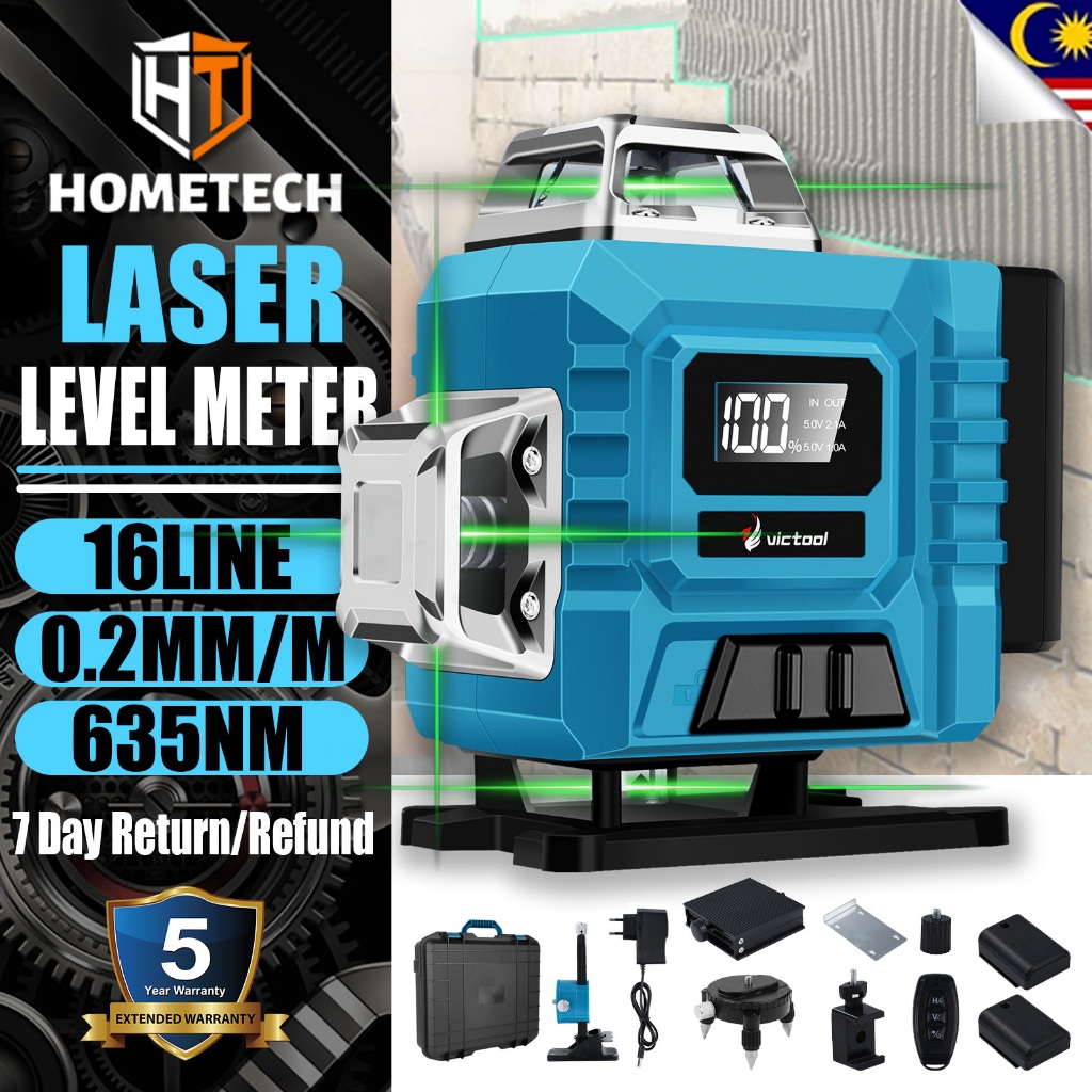 🔥5-year warranty🔥16 Line Laser Level Green Light Self-Leveling 360 ...