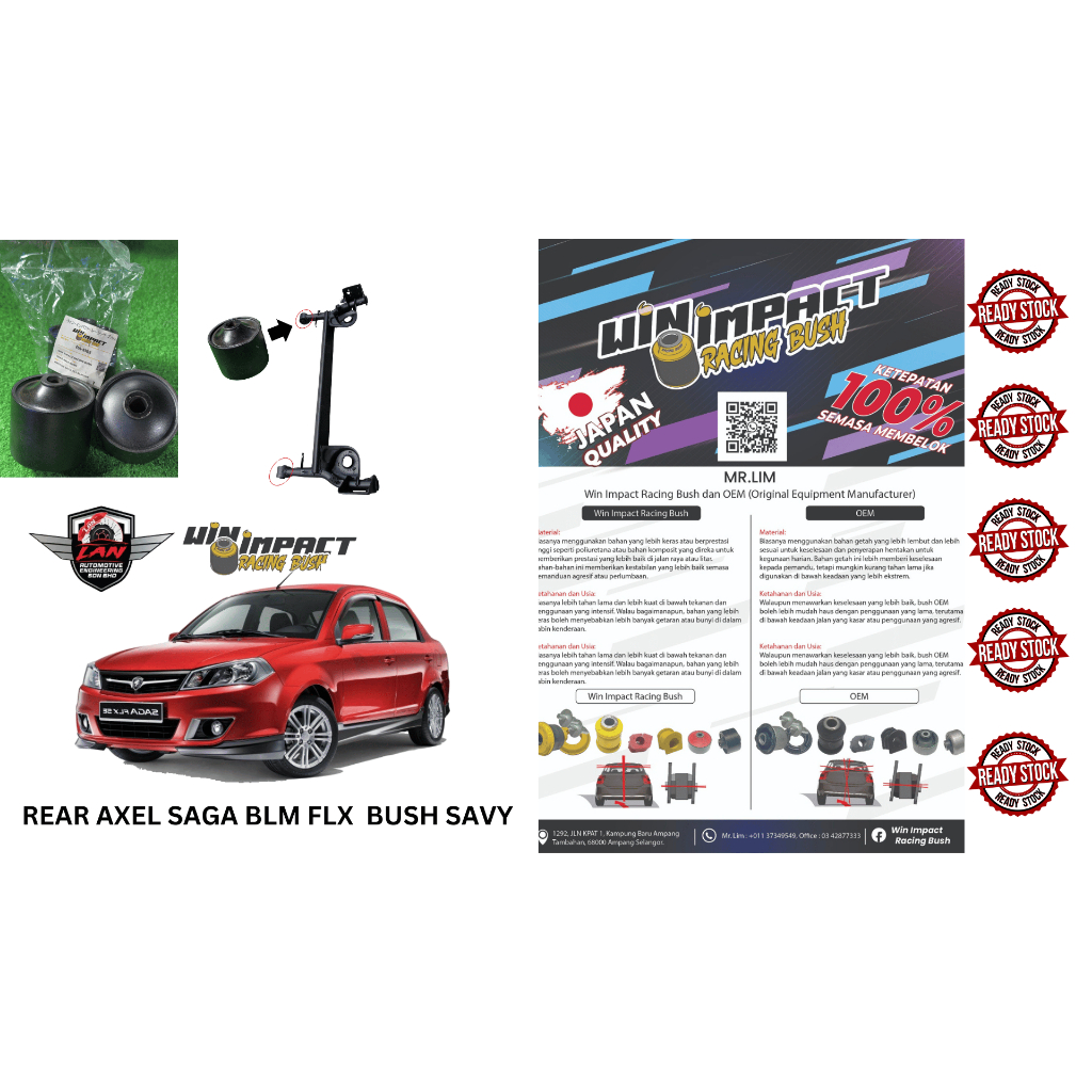 AXLE BUSH PROTON SAGA VVT FULL RUBBER ORIGINAL PROTON SAGA BLM FL FLX ...