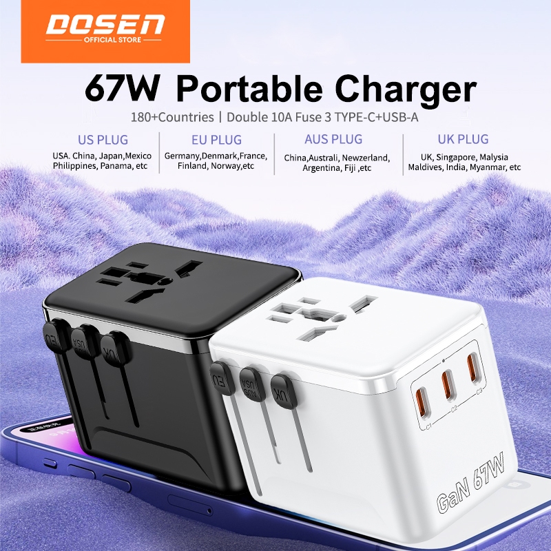 DOSEN GaN 67W Fast USB Charger Quick Charge compatible for iPhone 15 14 13 12 For IOS15 system Travel Adaptor Universal