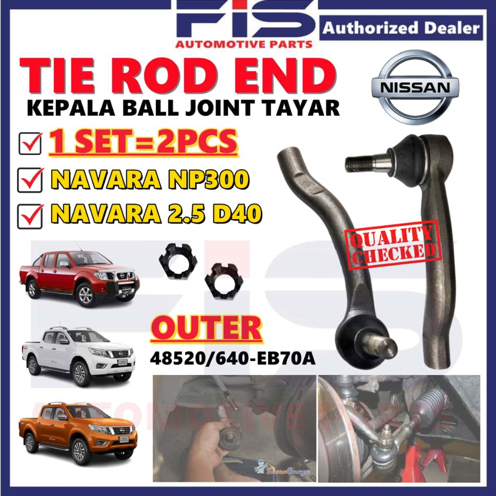 FIS Steering Rack Tie Rod End Outer Nissan Navara NP300 2.5 D40 Kepala ...